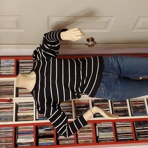 Black striped sweater with puffy sleeves